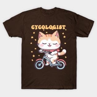 Cycologist Cat Riding Bike - Funny and Cute Biking Enthusiast T-Shirt